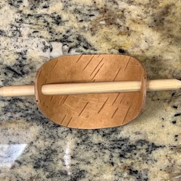 Carved Wood Hair Barrette with Stick - Picture 2 of 2